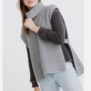Madewell Gray Turtleneck Sweater with Textured Knit
